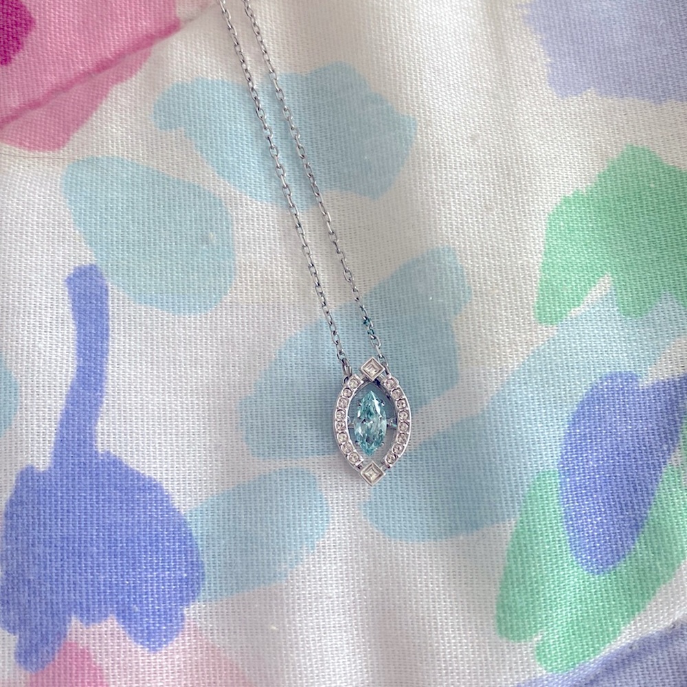 Swarovski Sparkling Dance necklace in Aquamarine and silver